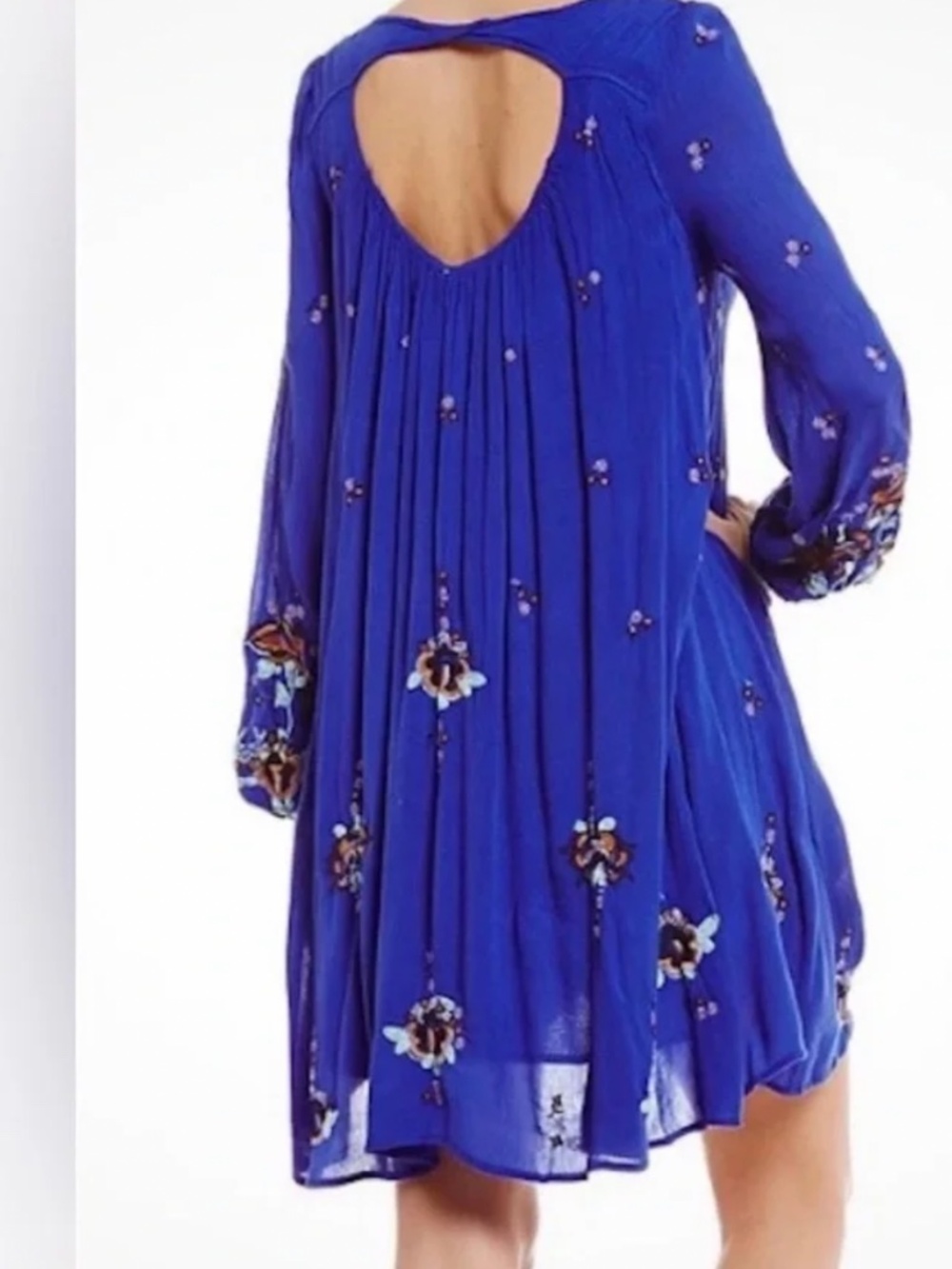 Free People Oxford embroidered long sleeve shift  dress